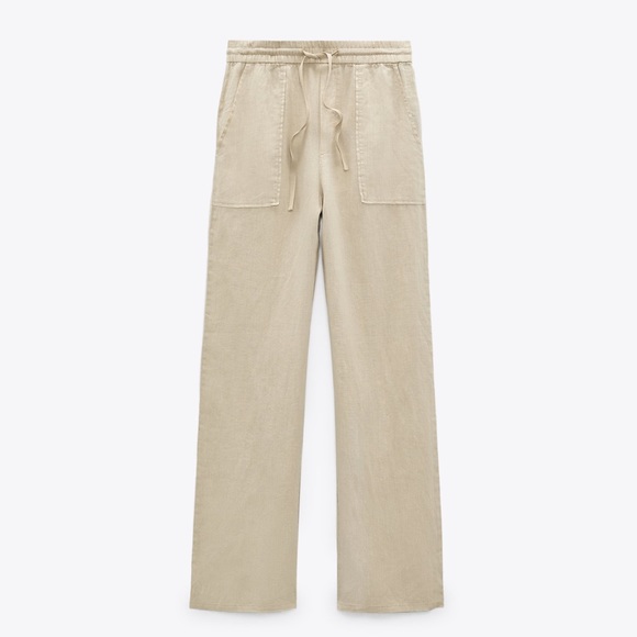 NWOT Zara Ecru Relaxed Linen Pants - Picture 2 of 5